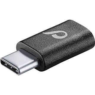 Adaptador USB - CellularLine 37715, USB C, Micro-USB, Negro