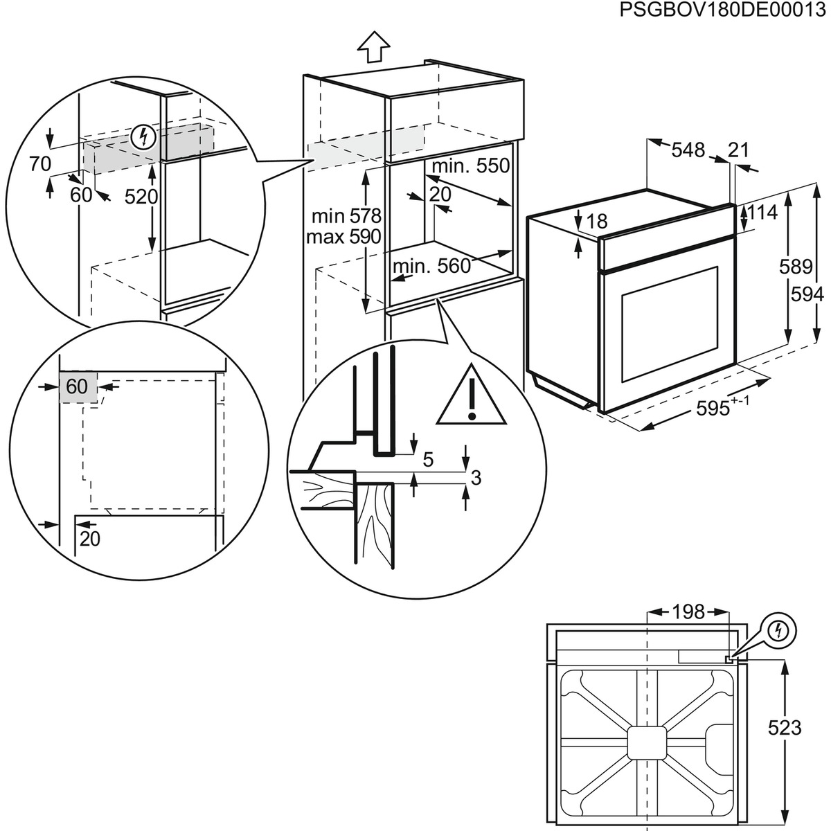 AEG HZ23M10S3R Serie 6000 mit SurroundCook Ringheißluftsystem (mit Pyrolyse), Einbauherdset (Elektrokochfeld, A+, 72 l)