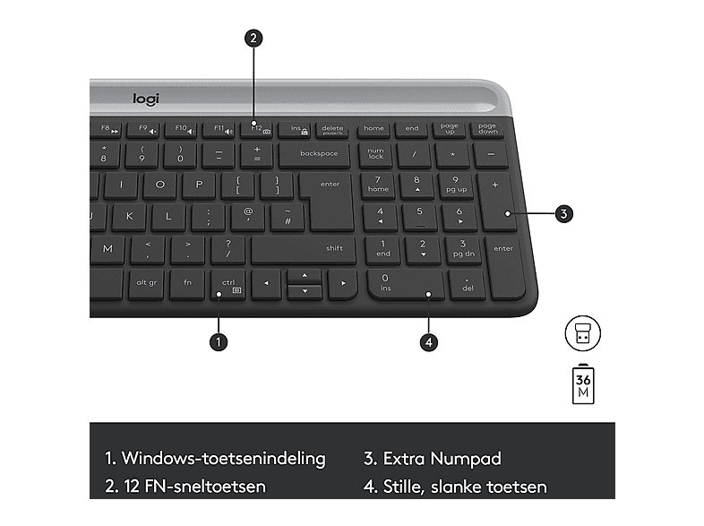 wendeekun Ultra Slim Toetsenbord Muis Set, Draadloze Toetsenbord Muis