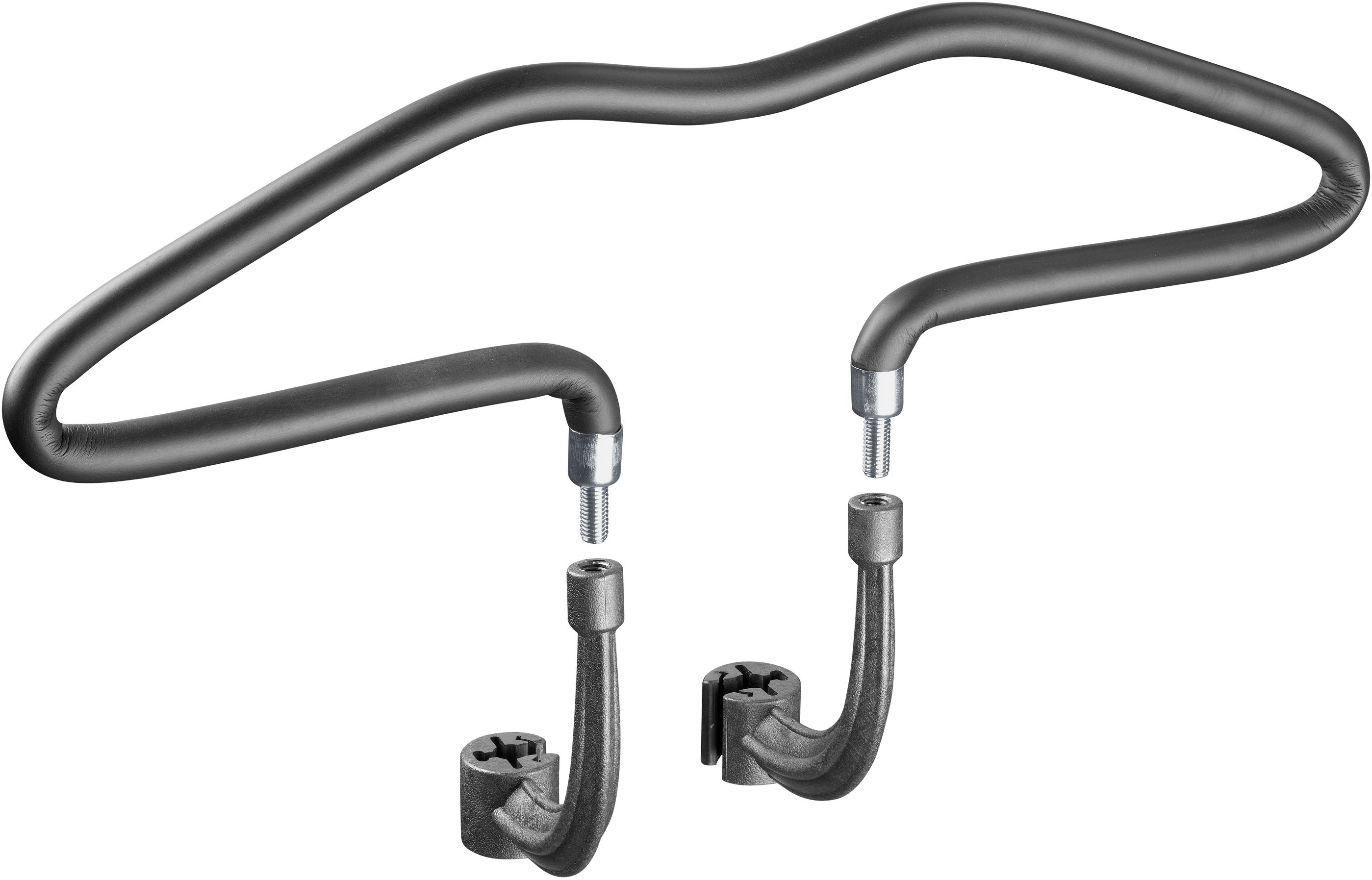 Autokleiderbügel-Set. Schwarze Metall- und Kunststoffteile.