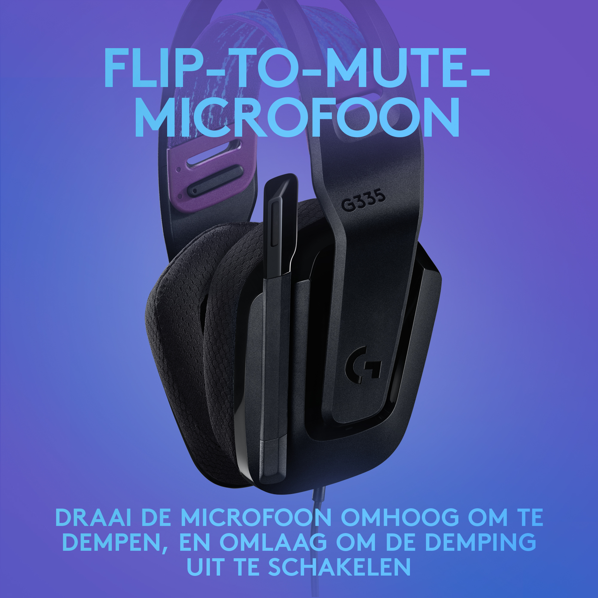 Zwarte headset met een flip-to-mute microfoon.