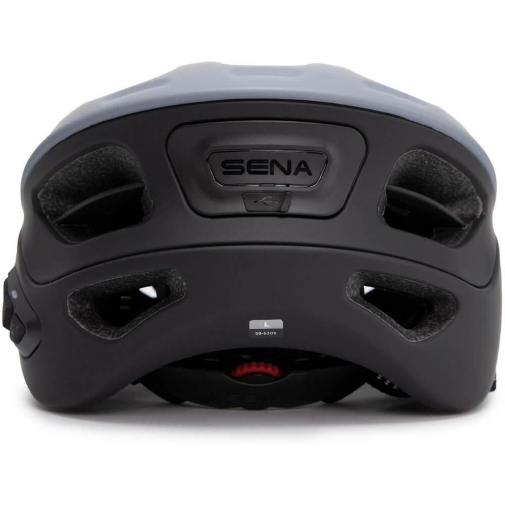 Schwarzer Fahrradhelm mit dem Markennamen 'SENA'.