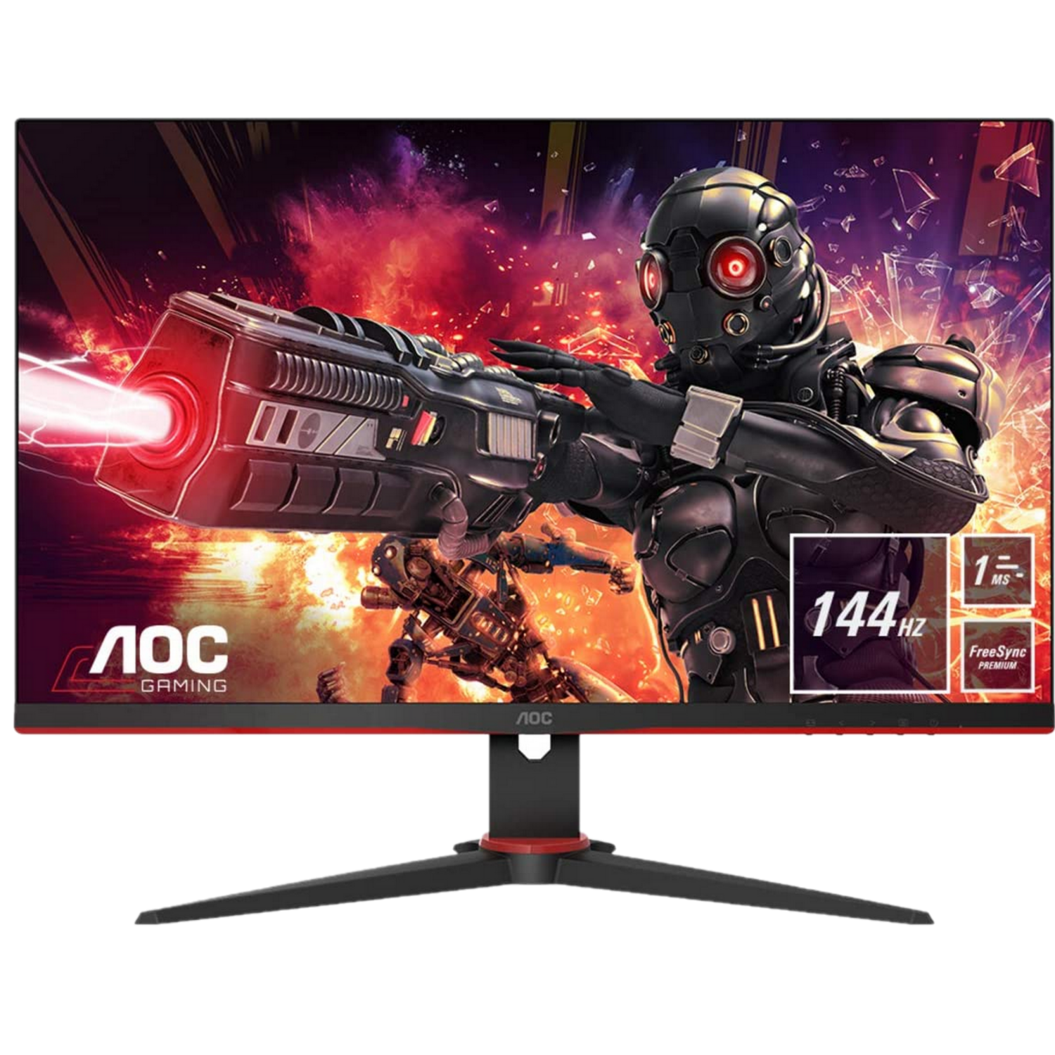 Monitor gaming - AOC C27G2AE/BK, 27" FHD, 1 ms, 144 Hz, Low Input Lag, AMD FreeSync™ Premium, Negro y Rojo