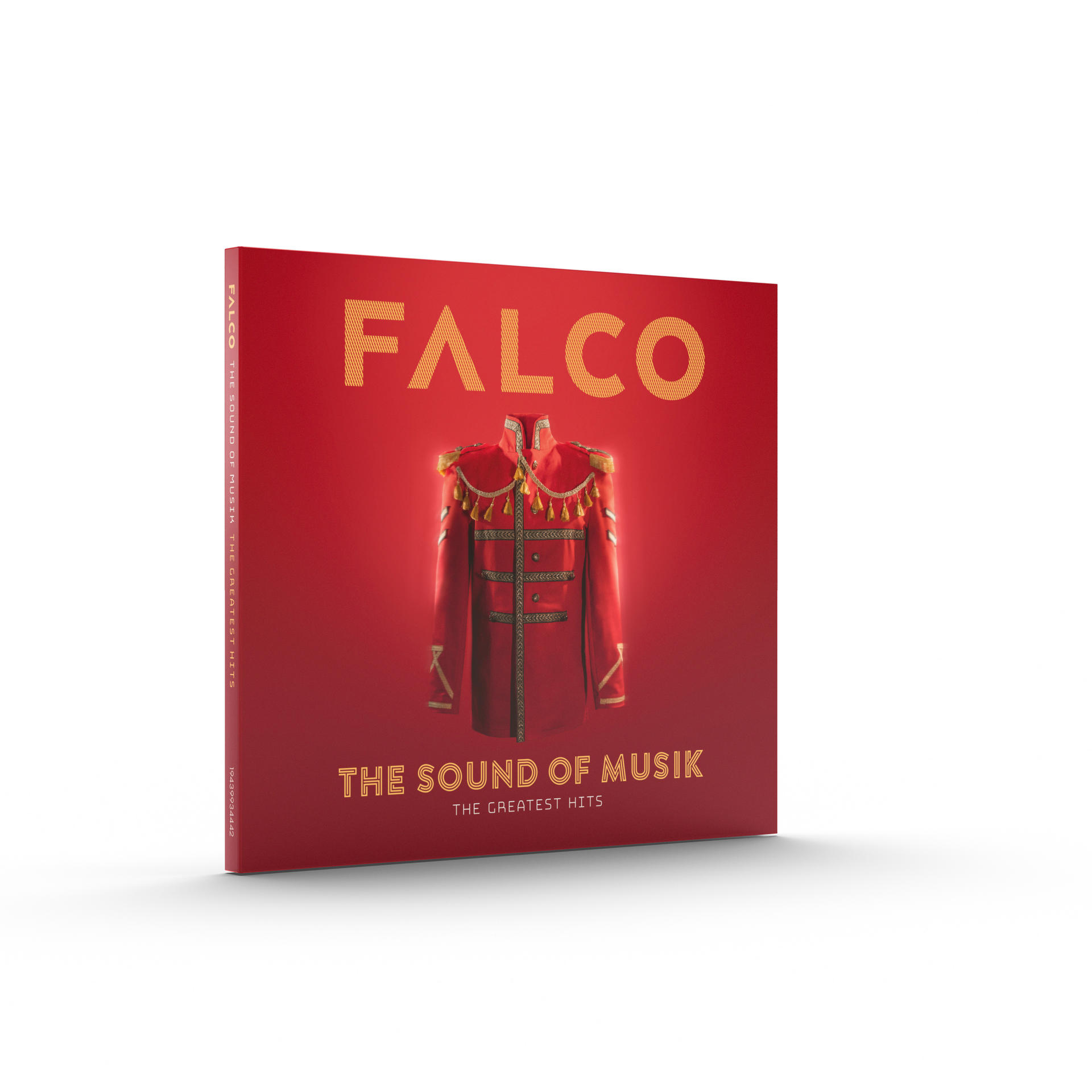 Rotes Albumcover mit Falcos Bild und dem Titel 'The Sound of Musik'.