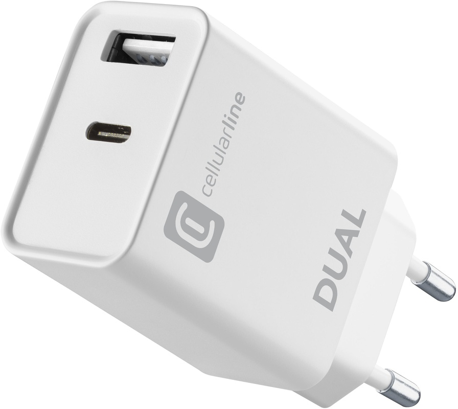 CELLULARLINE Reislader Dual 20 W PD + USB - Wit afbeelding