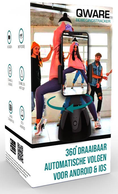 Doos met een meisje dat voor de telefoon danst, en afbeeldingen van mensen die dansen.