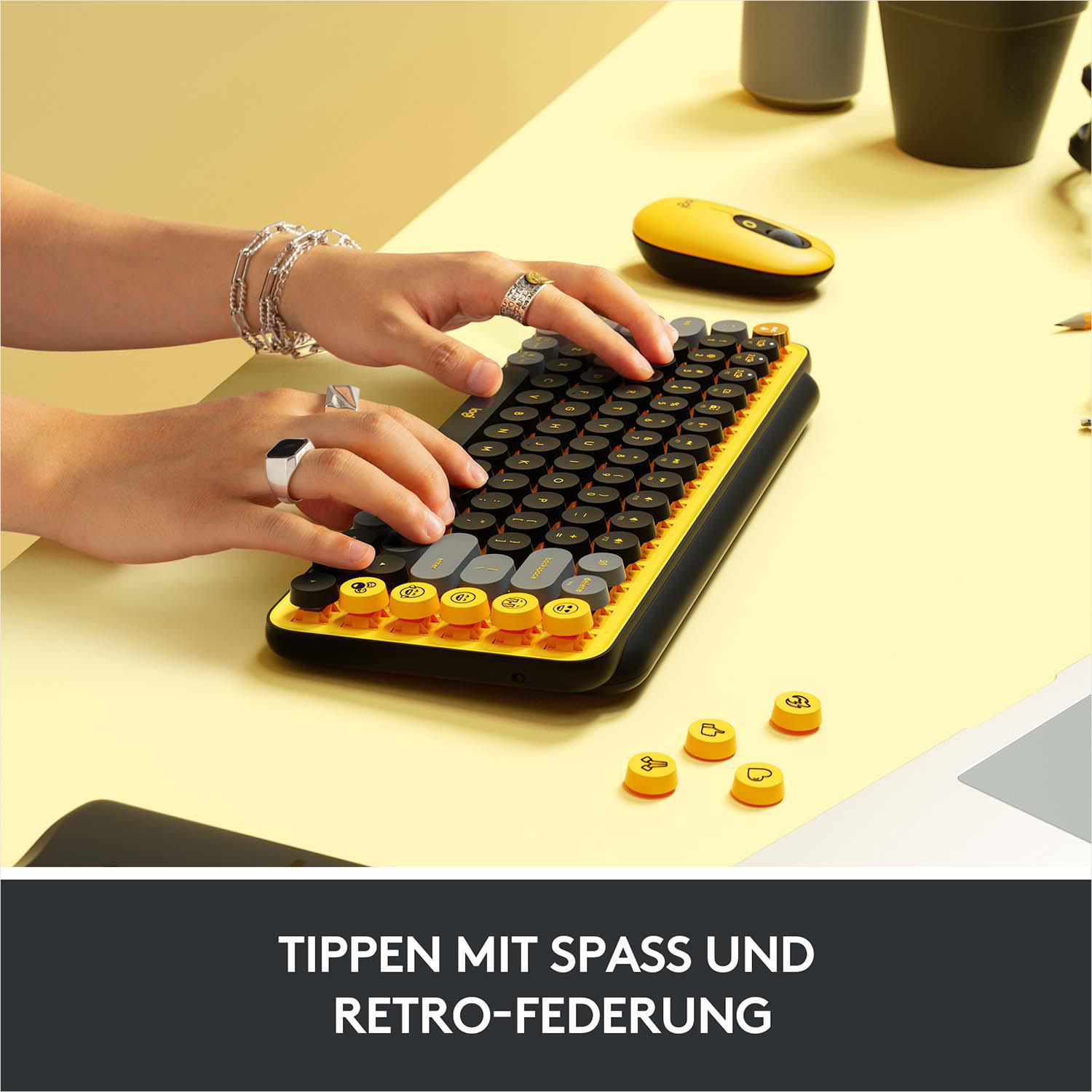 LOGITECH POP Keys mechanische Bluetooth, Tastatur, kabellos, Blast Yellow