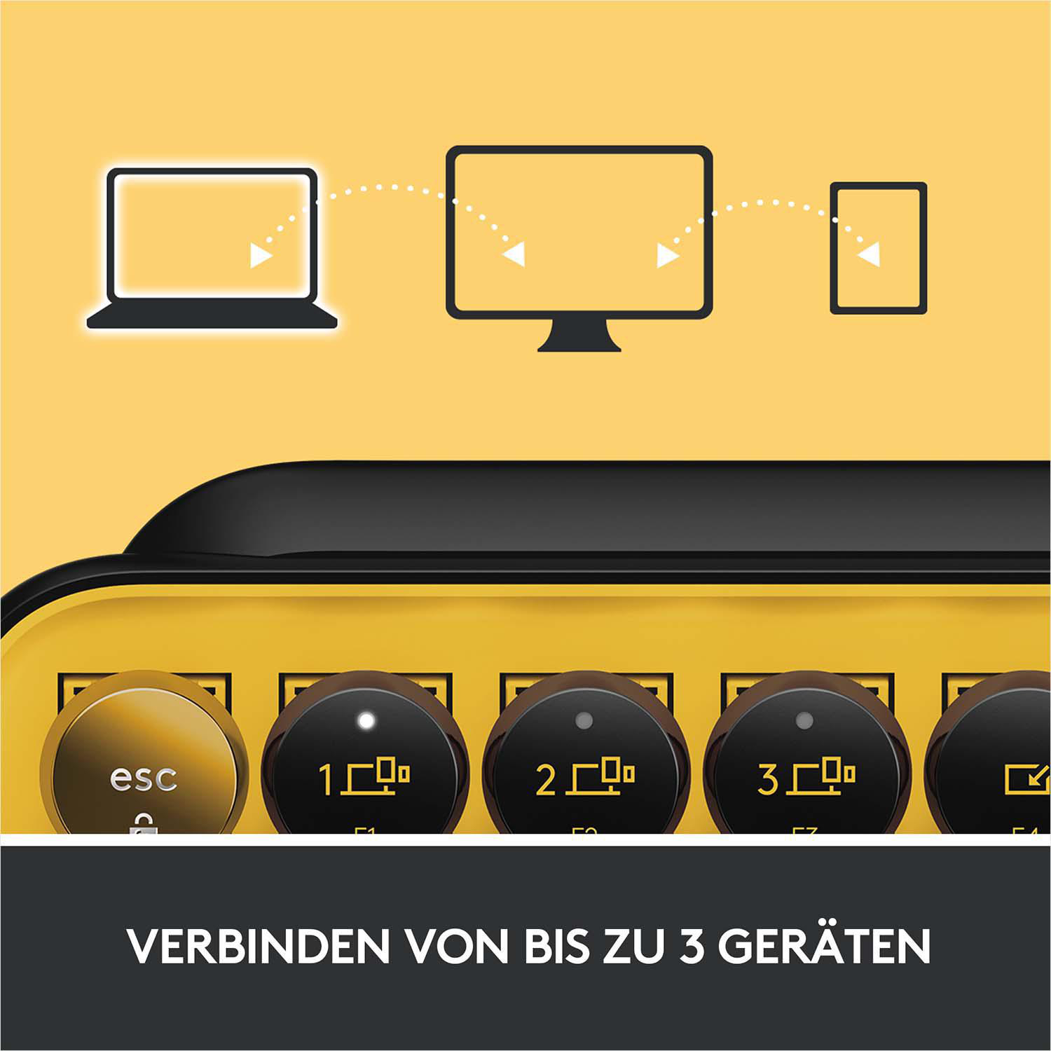 LOGITECH POP Keys mechanische Bluetooth, Tastatur, kabellos, Blast Yellow