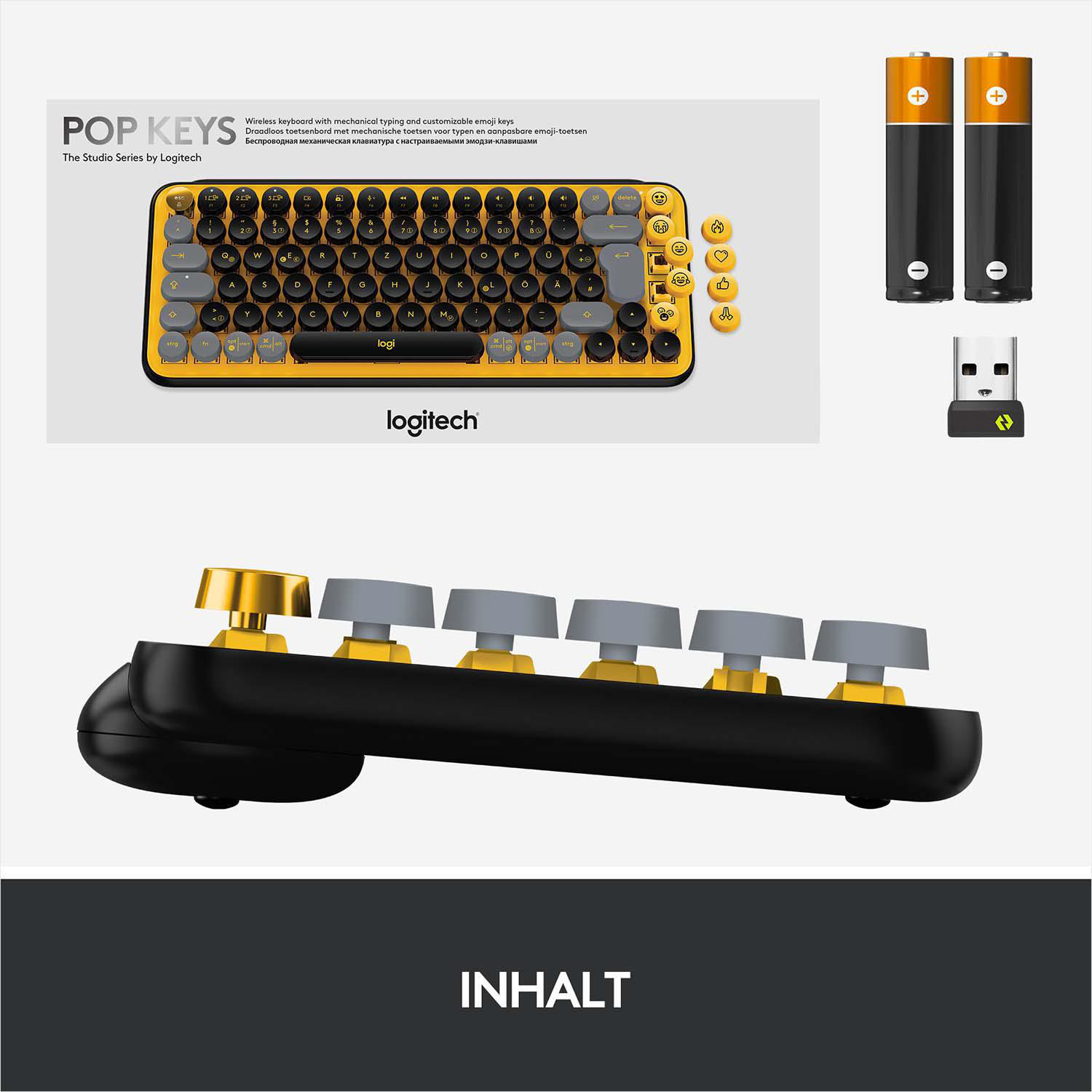 LOGITECH POP Keys mechanische Bluetooth, Tastatur, kabellos, Blast Yellow
