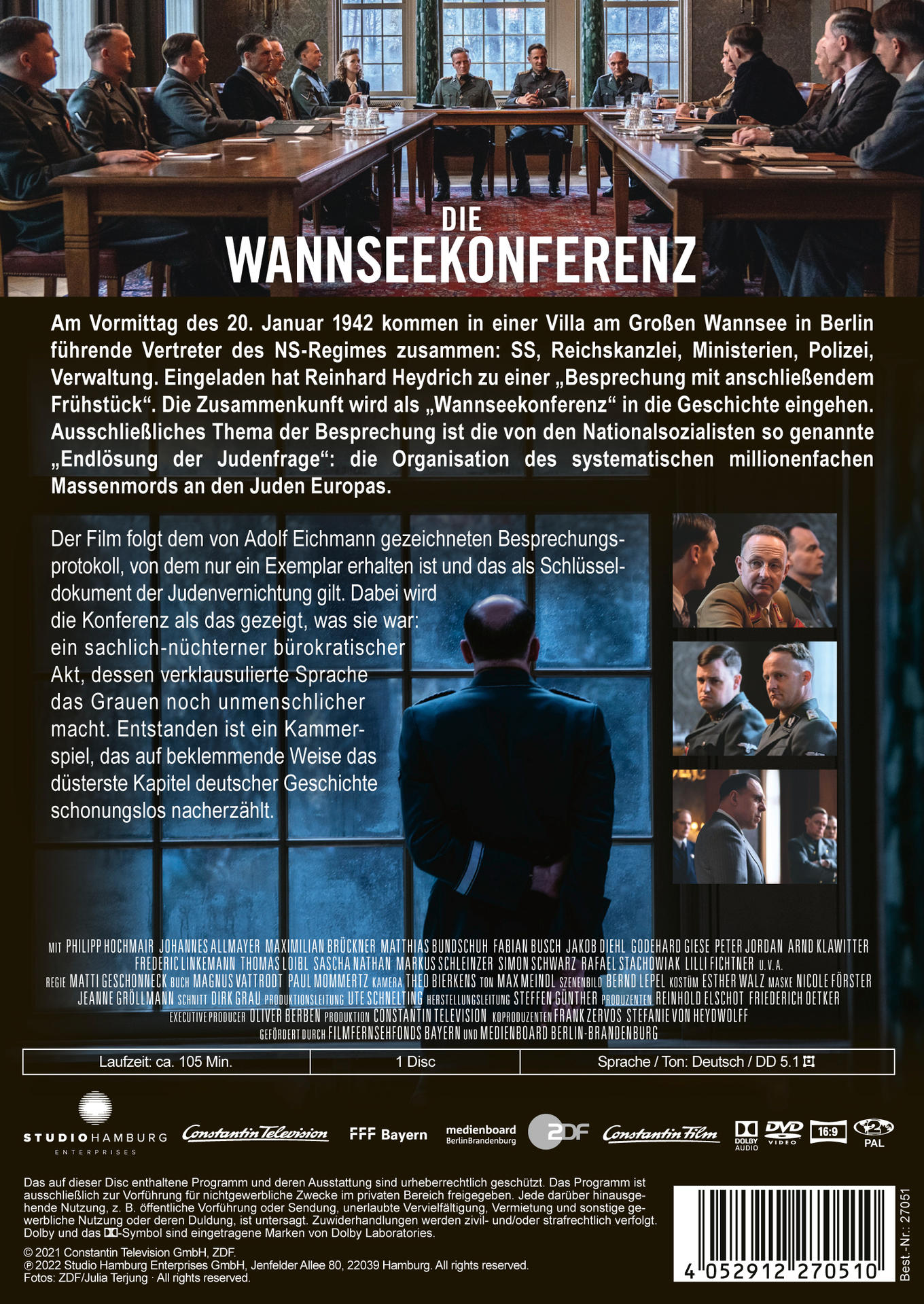 Rückseite einer DVD-Hülle mit Text auf Deutsch. Bilder von Menschen und einem Konferenzraum.