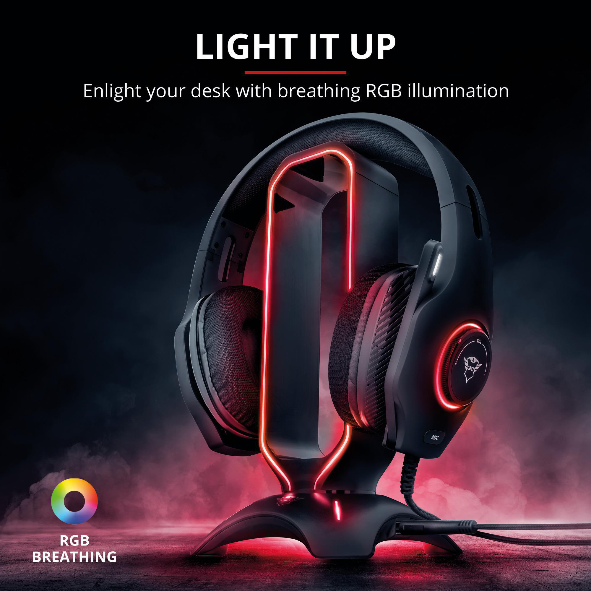 Headset-Ständer Gaming 265 On-ear GXT RGB Schwarz, - Cintar TRUST