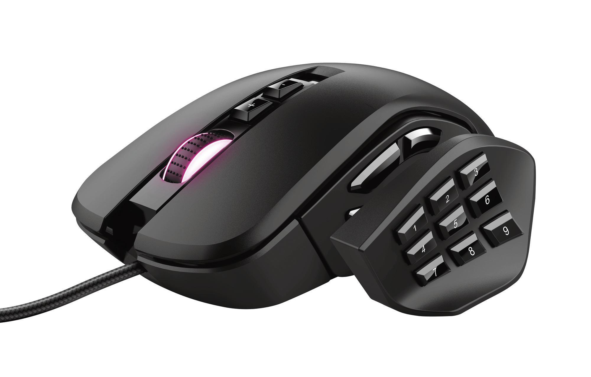 TRUST GXT 970 Morfix Gaming Maus mit RGB und Anpassbaren Seitenplatten - Schwarz