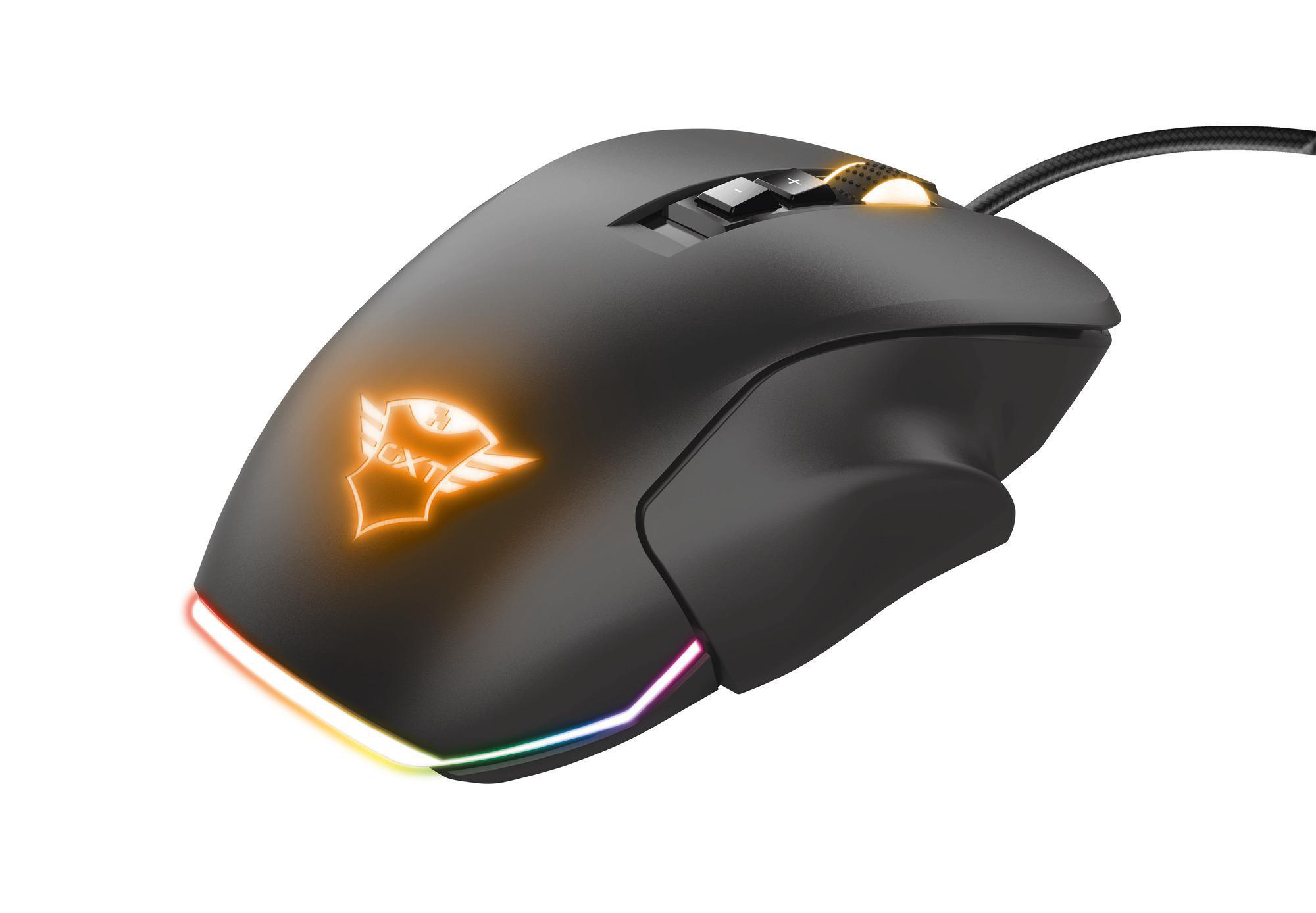 TRUST GXT 970 Morfix Gaming Maus mit RGB und Anpassbaren Seitenplatten - Schwarz