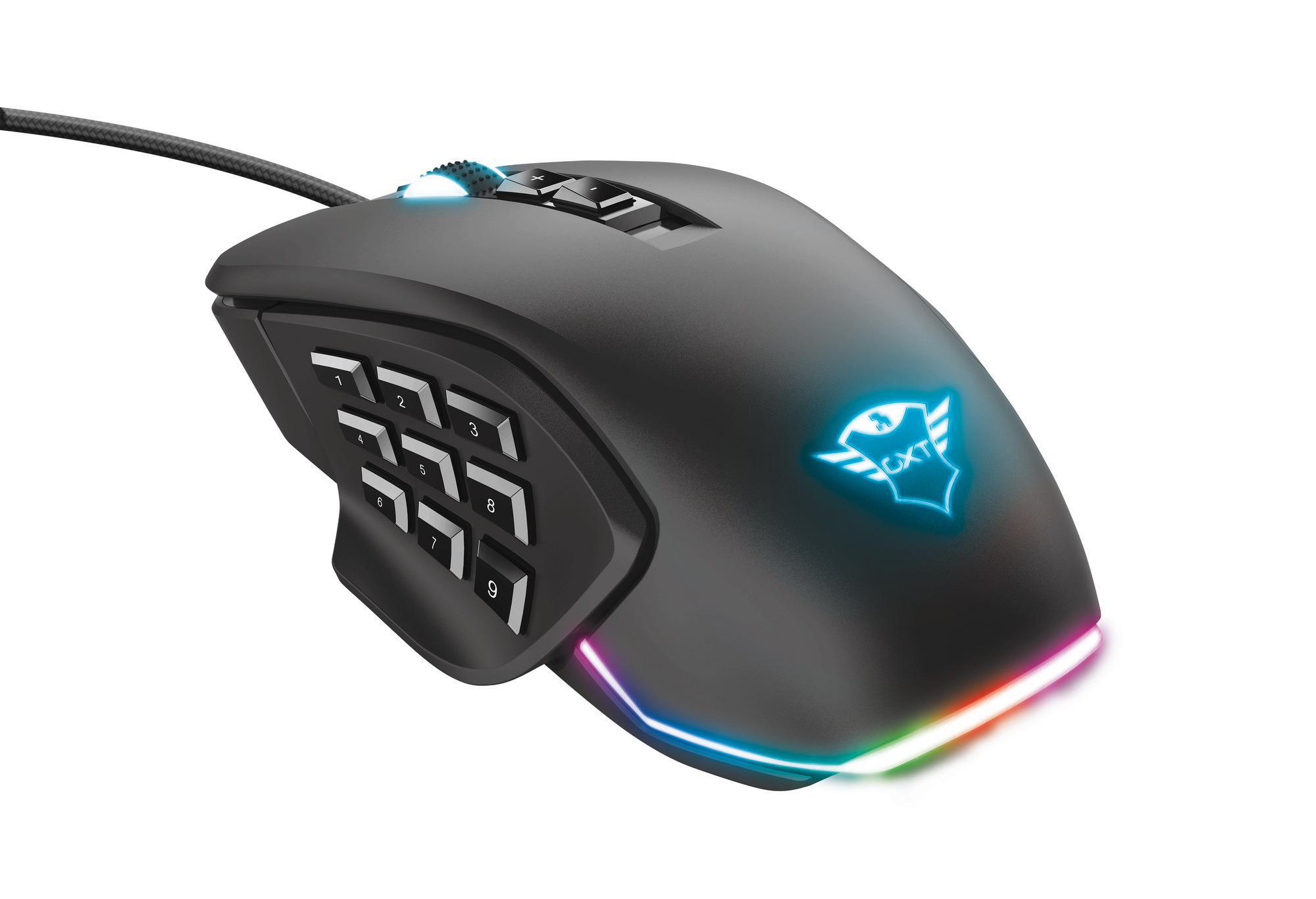 TRUST GXT 970 Morfix Gaming Maus mit RGB und Anpassbaren Seitenplatten - Schwarz
