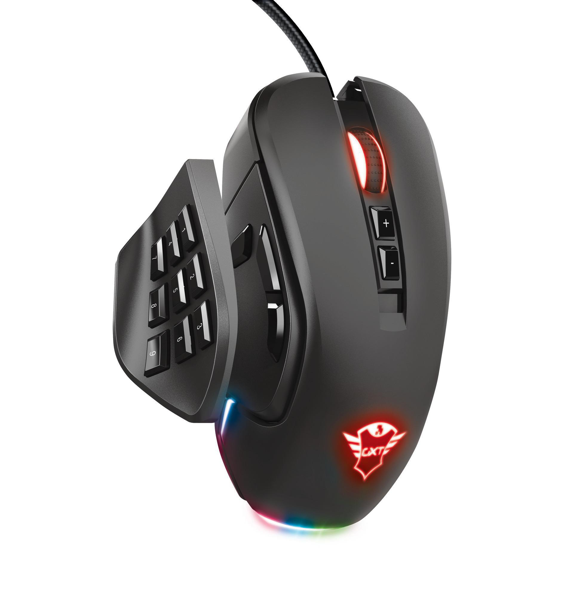 TRUST GXT 970 Morfix Gaming Maus mit RGB und Anpassbaren Seitenplatten - Schwarz