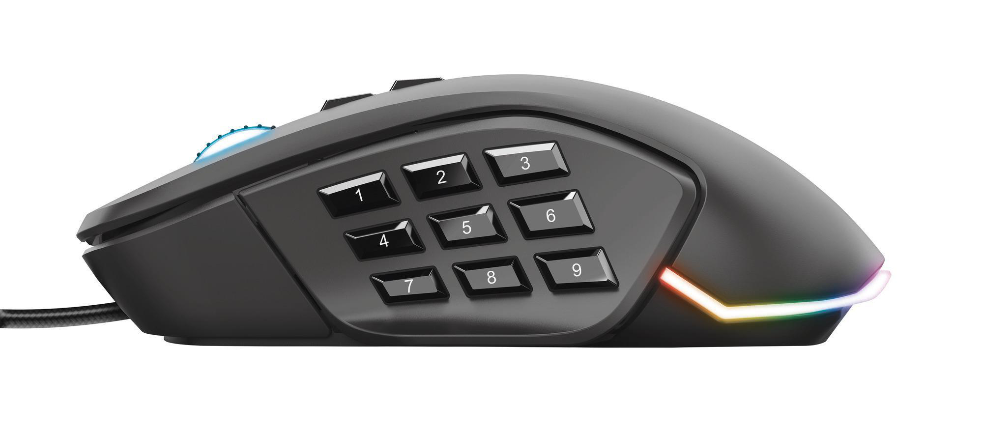 TRUST GXT 970 Morfix Gaming Maus mit RGB und Anpassbaren Seitenplatten - Schwarz