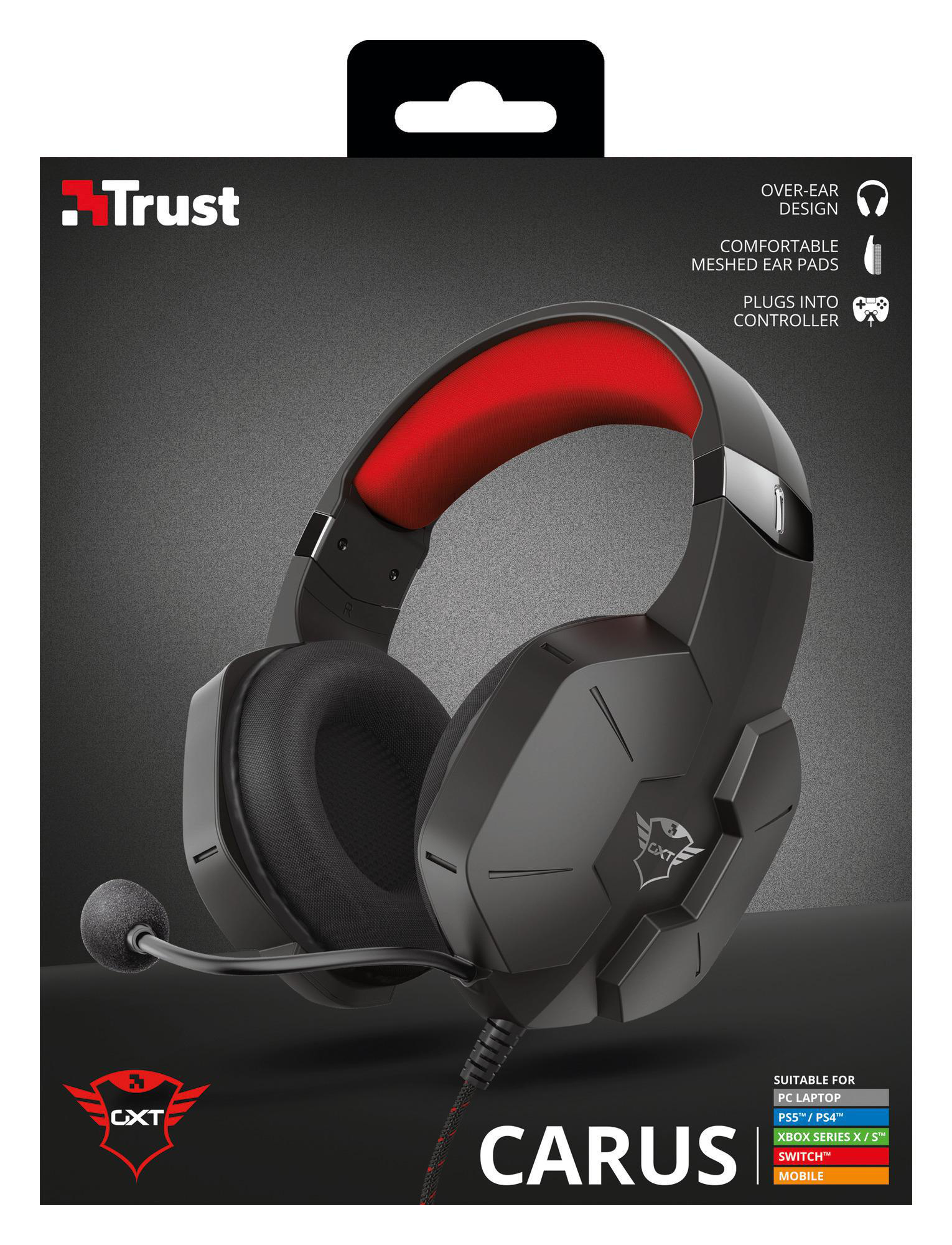PC TRUST Headset und Schwarz Over-ear GXT 323 Gaming Carus - für Xbox,PS4,PS5