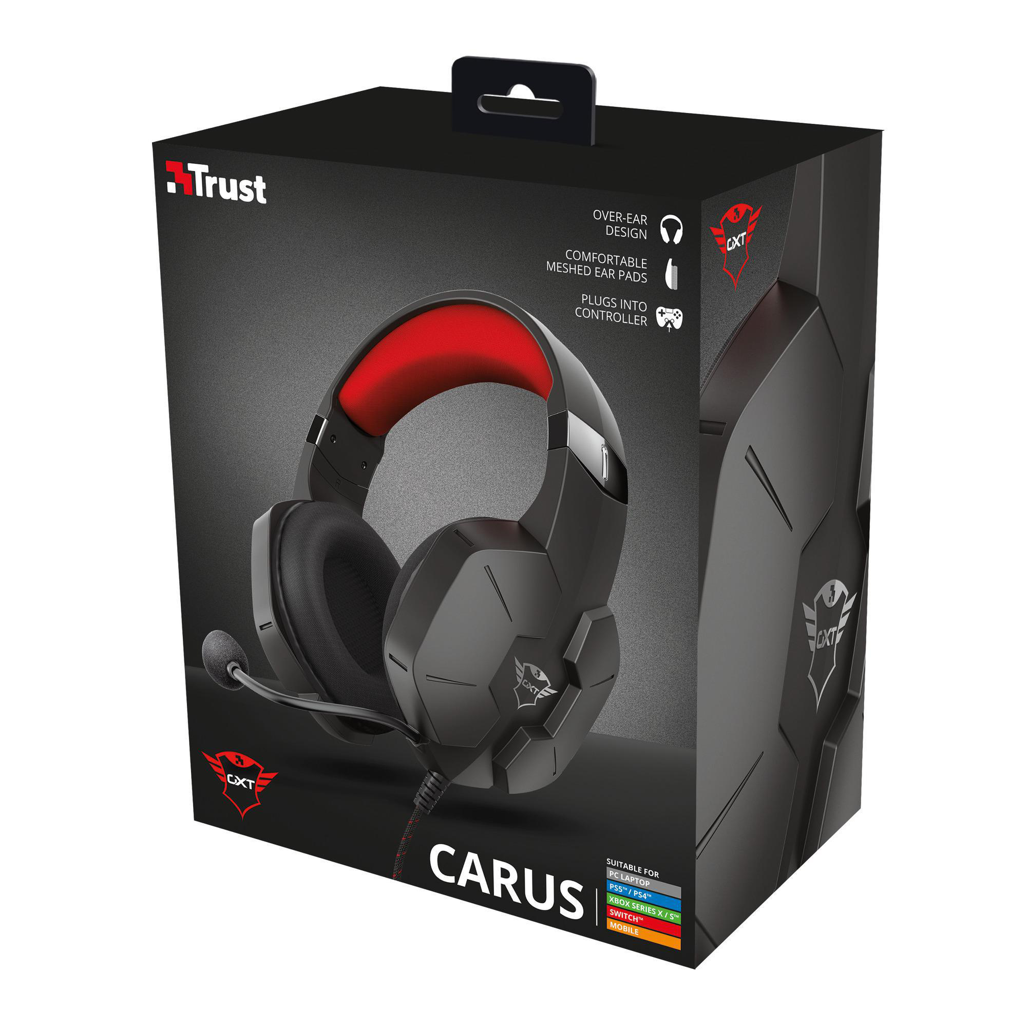 Schwarz Carus 323 Headset PC Gaming und - für Over-ear TRUST Xbox,PS4,PS5 GXT