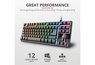 TRUST GXT 833 Thado TKL Gaming Tastatur mit LED-Beleuchtung, QWERTZ-Layout -Schwarz