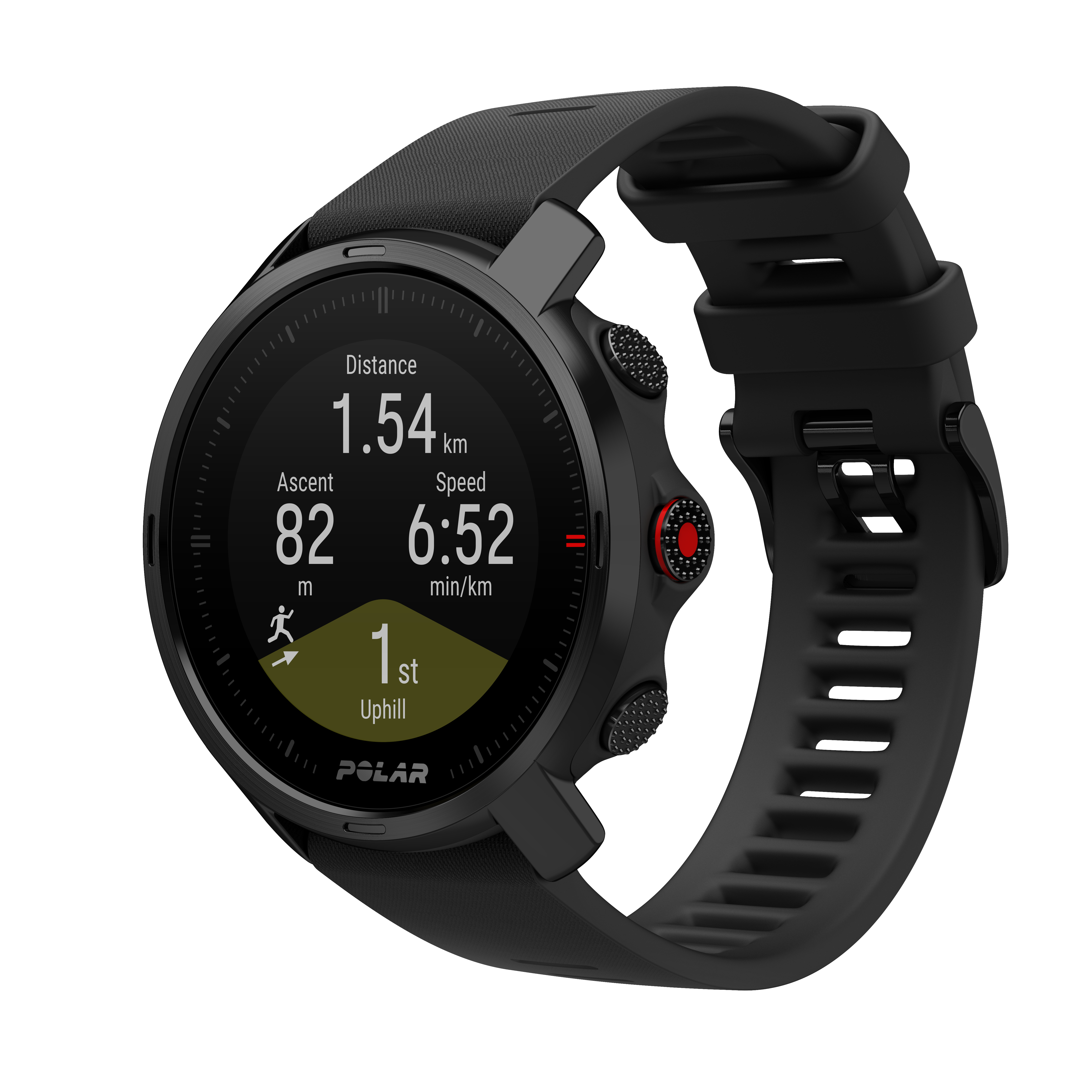 POLAR Grit X M/L Fitnesstracker Edelstahl Silikon, 145 - 215 mm, Schwarz