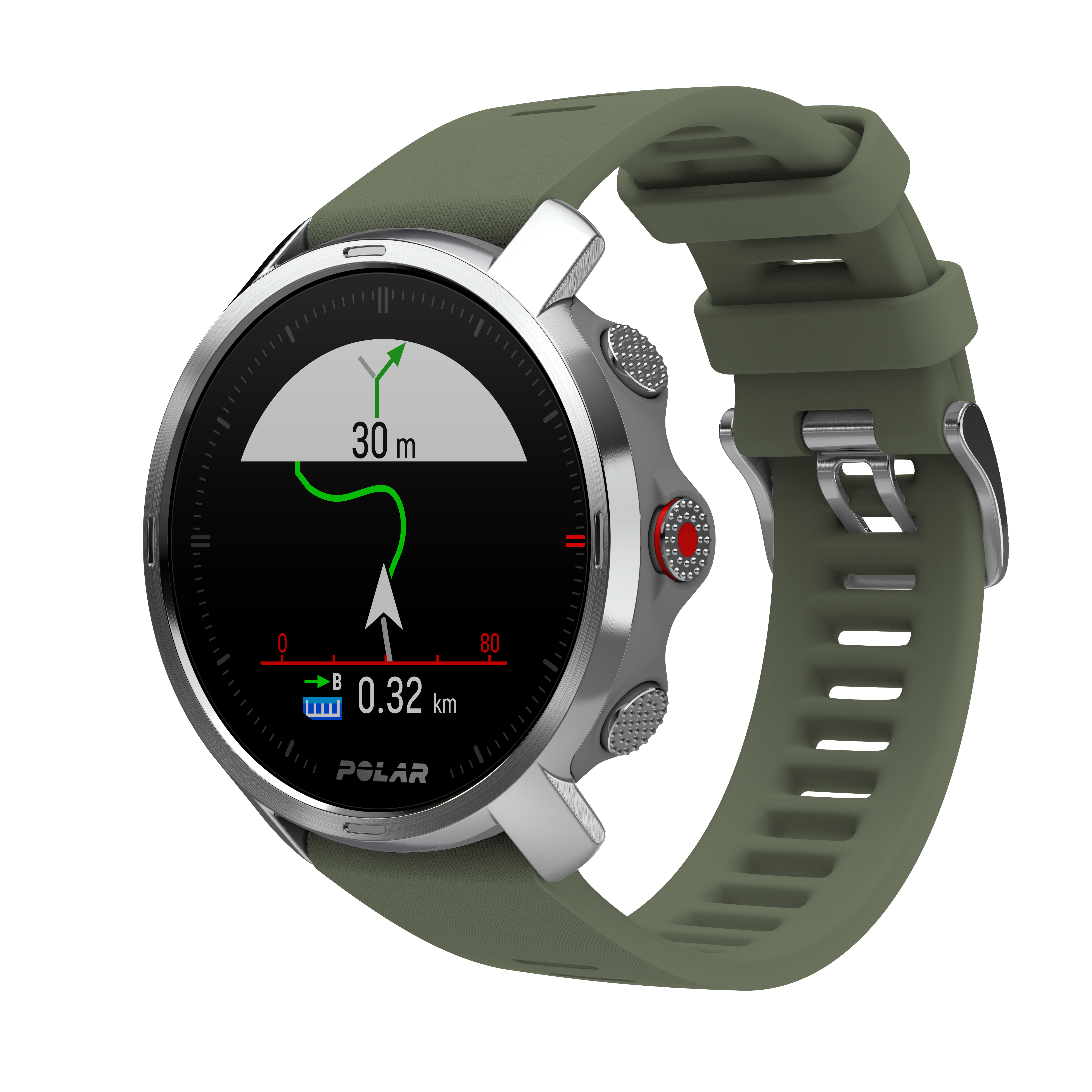 POLAR Grit X M/L Fitnesstracker Edelstahl Silikon, 145 - 215 mm, Grün