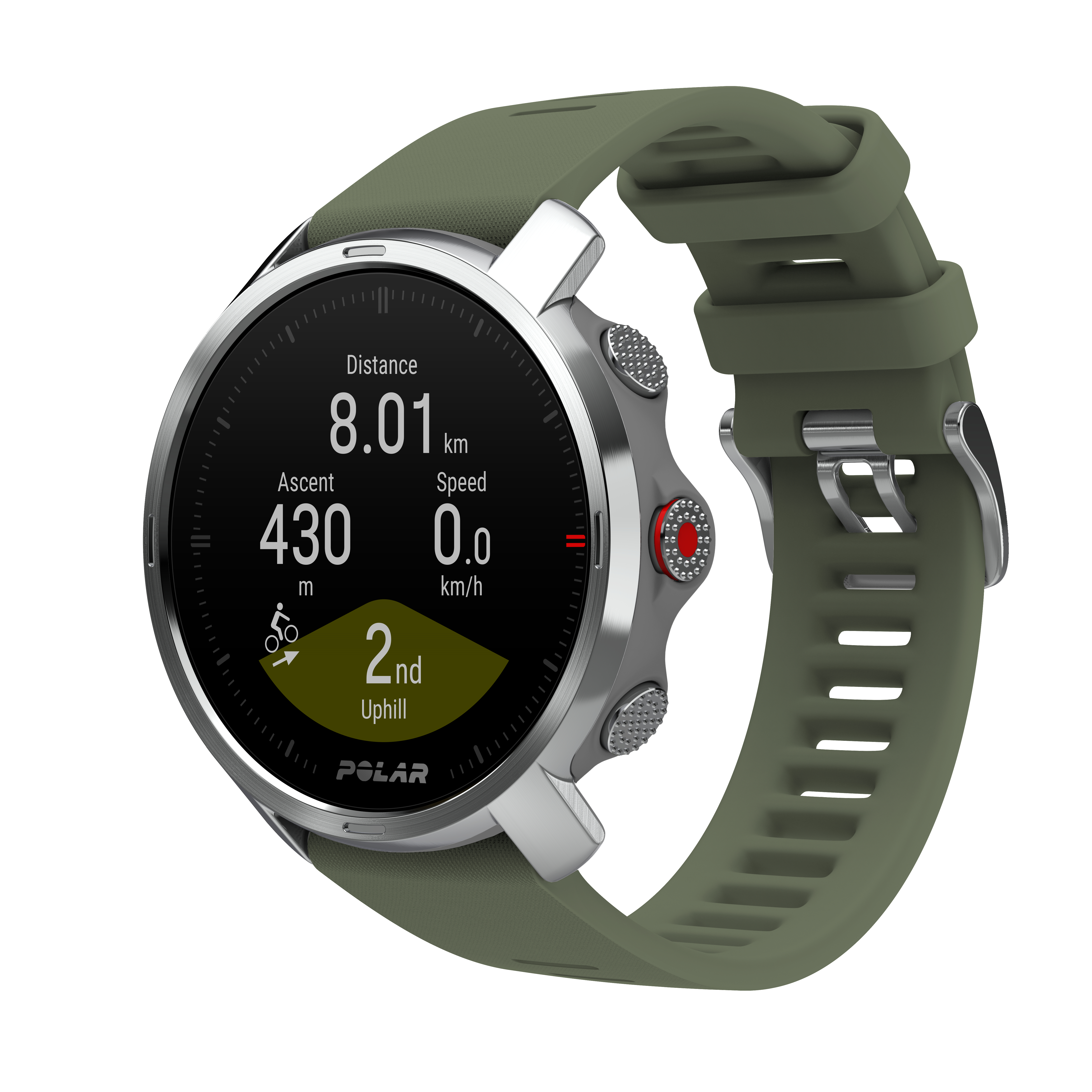 POLAR Grit X M/L Fitnesstracker Edelstahl Silikon, 145 - 215 mm, Grün