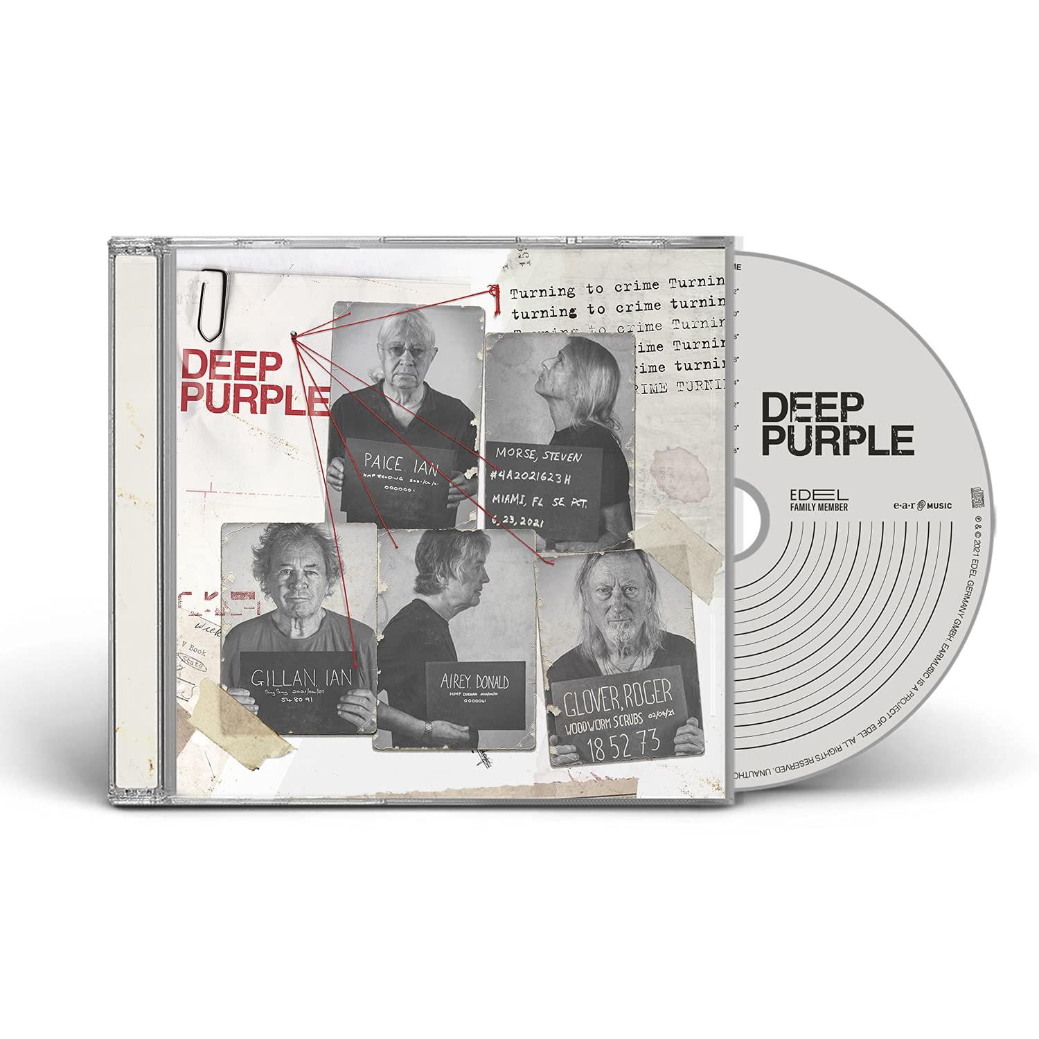 Deep Purple CD tok. A CD jobbra látható. A borítón fotók láthatók.