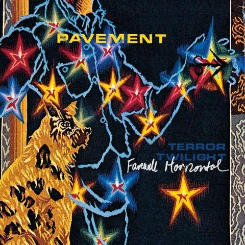 Pochette d'album avec une figure de chien, des étoiles et du texte.