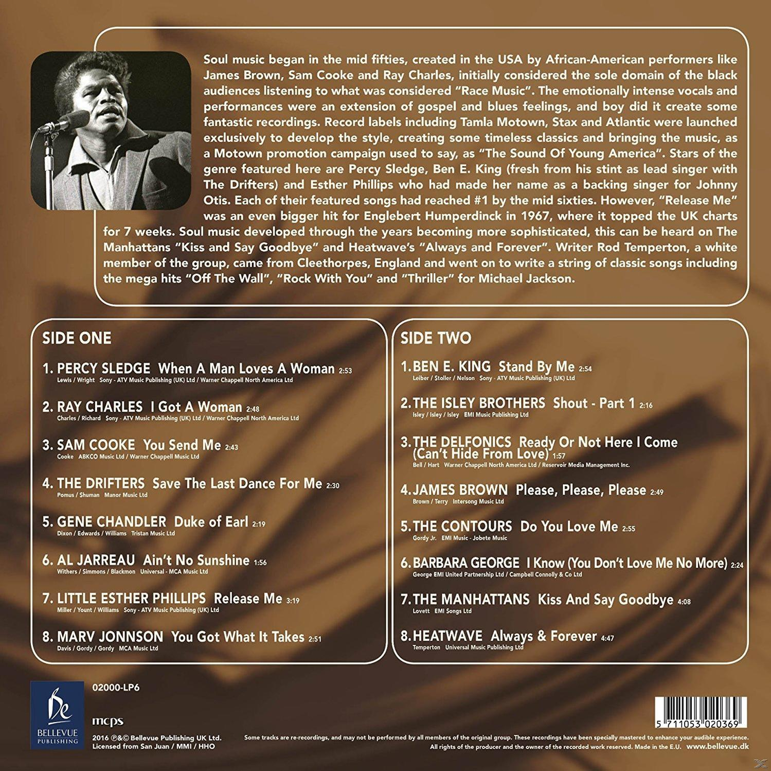 Pochette d'album avec des artistes soul et liste des chansons pour Side One et Side Two.