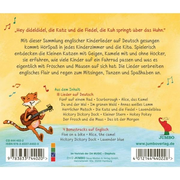CD-Cover mit Cartoon-Fuchs, der Gitarre spielt, und Text auf Deutsch.