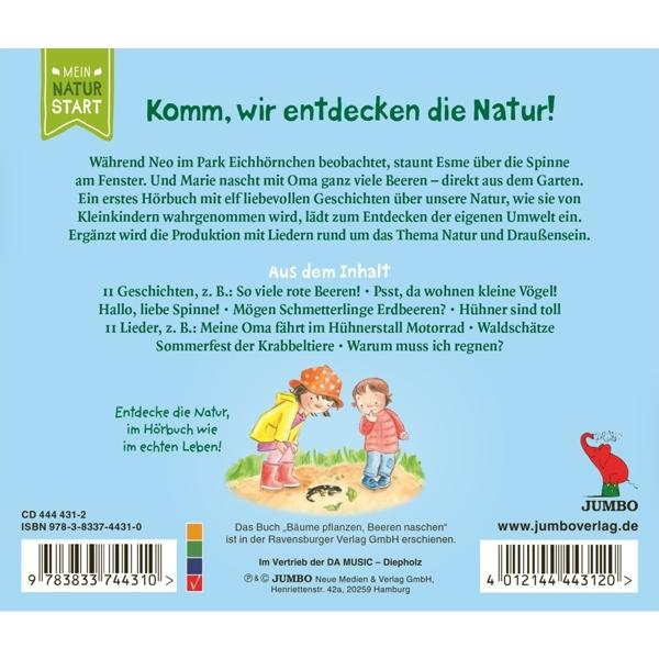 Buchcover: Kinder entdecken Natur, Text und Cartoon-Illustrationen auf grünem Grund.
