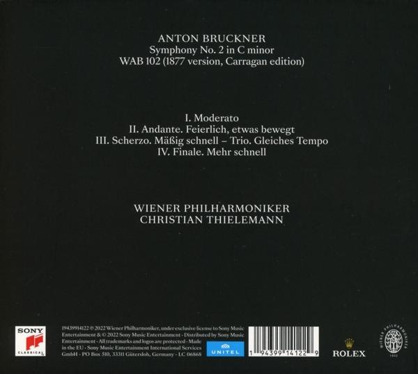 CD-Cover mit Text über Anton Bruckners Symphonie Nr. 2 in c-Moll, WAB 102, und einem Logo.