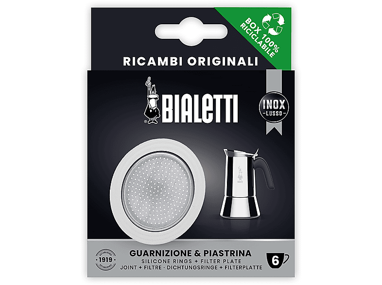 Bialetti Ricambi, Include 1 Guarnizione E Piastrina, Compatibili Con Venus, Kitty, Musa Class, 6 Tazze