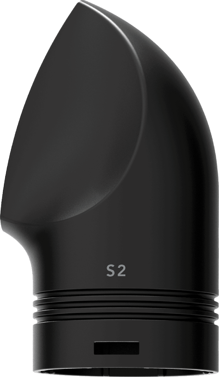 Black blow dryer attachment with an angled nozzle.