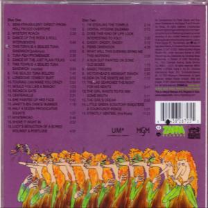 CD-tok hátlapja dallistával és rajzfilmfigurákkal lila háttérben.