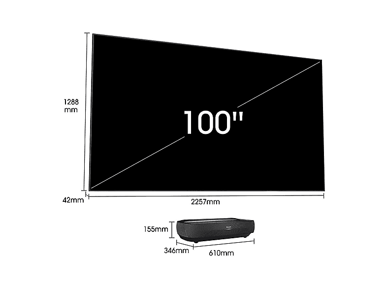 Hisense 100L9F-B12 100 Zoll 4K Ultra HD Laser TV - Hard Panel — Foto 3 von 5