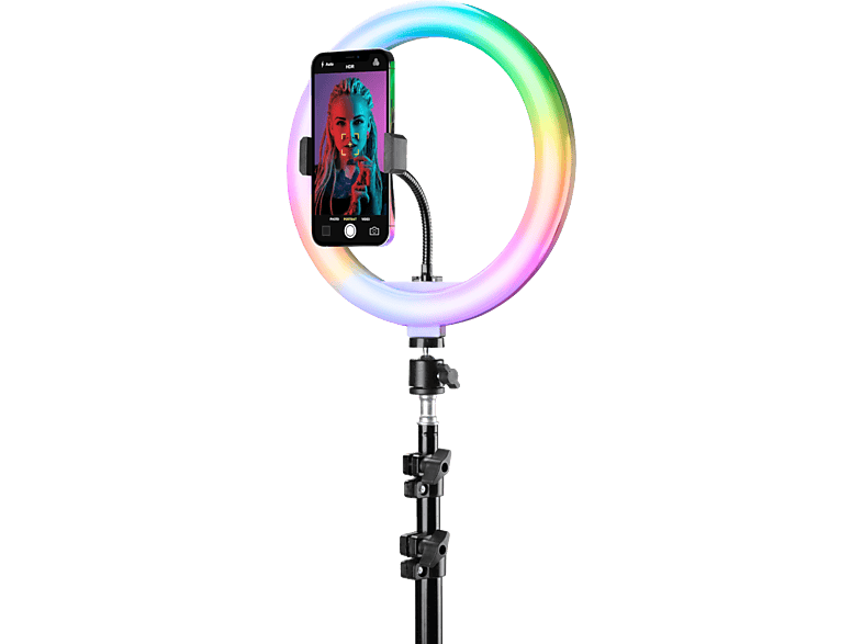 Cellularline Selfie Ring Pro 10" RGB LED Ring Light with Tripod