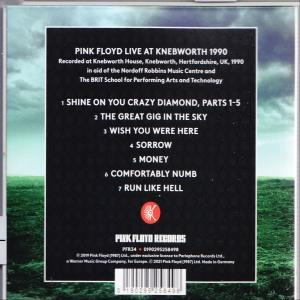 Dos de l'album de Pink Floyd. Le texte liste les chansons et les détails du concert.