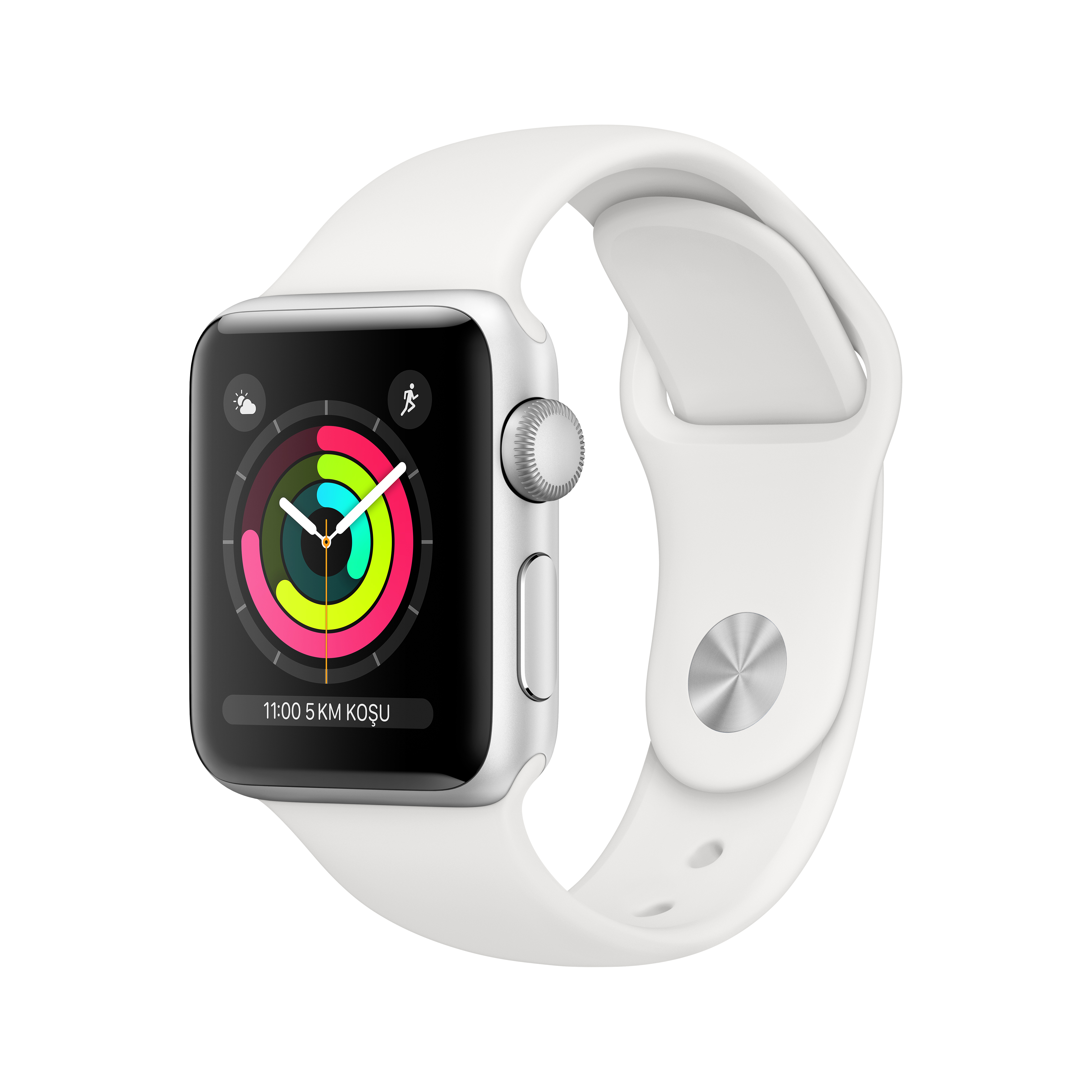 APPLE Watch Series 3 GPS, 38mm Gümüş Rengi Alüminyum Kasa ve Beyaz Spor Kordon