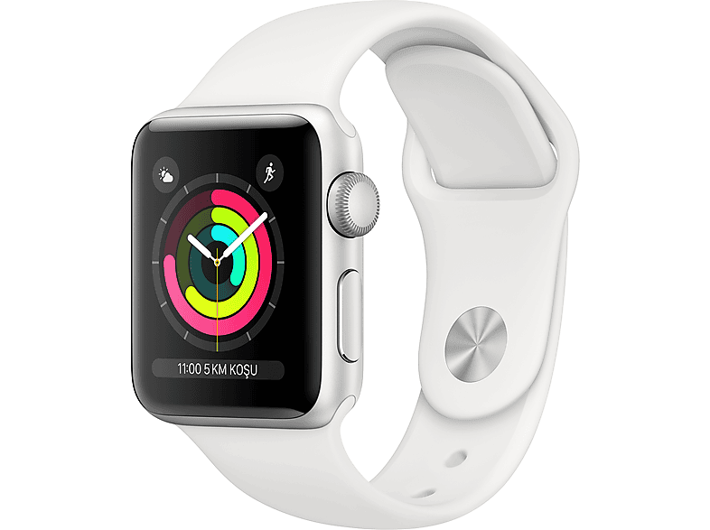APPLE Watch Series 3 GPS, 38mm Gümüş Rengi Alüminyum Kasa ve Beyaz