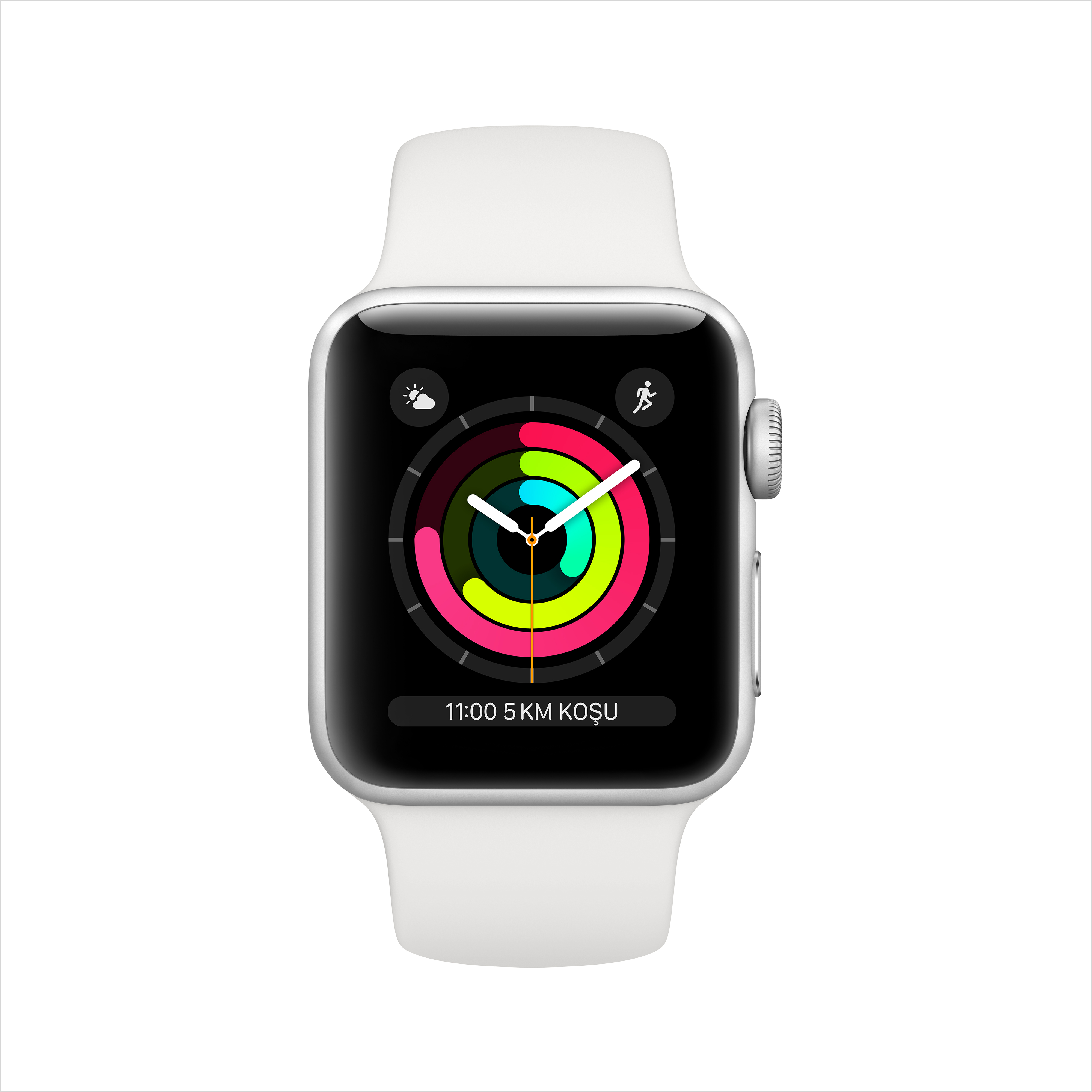 APPLE Watch Series 3 GPS, 38mm Gümüş Rengi Alüminyum Kasa ve Beyaz Spor Kordon