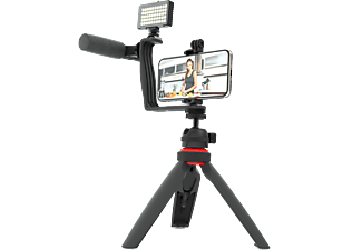 DIGIPOWER Superstar Vlogging Kit med mikrofon, LED-ljus och stativ - Svart
