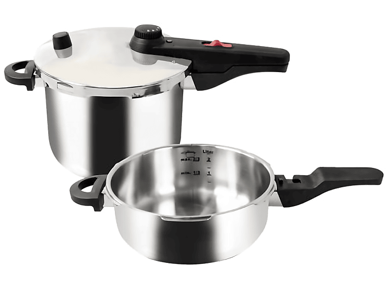 KELOMAT Schnellkochtopf Set Alfa 22cm 6l INDUKTION silber