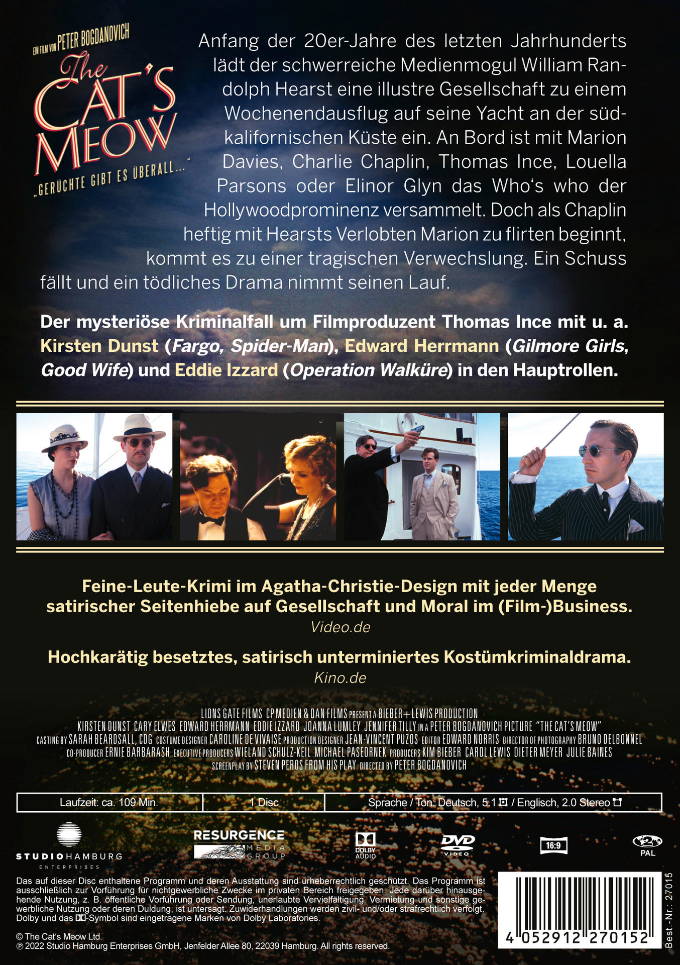 DVD-Hülle. Text und Bilder eines Films. The Cat's Meow.