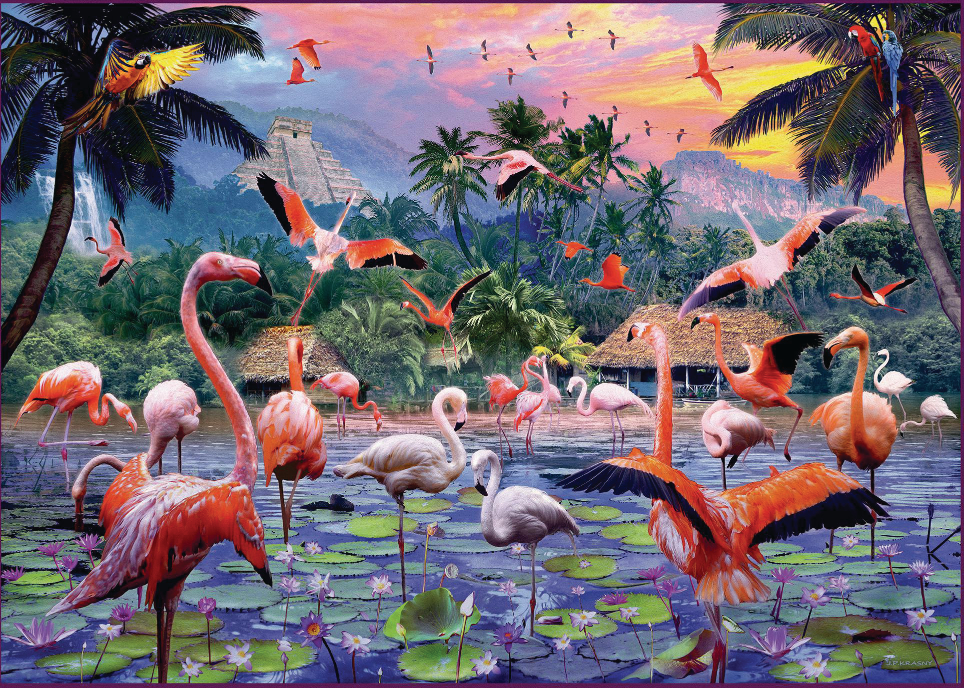 Puzzle Flamingos RAVENSBURGER Pinke Mehrfarbig
