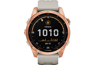 GARMIN Fenix 7S Solar Smartwatch Edelstahl Silikon, 108-182 mm, Beige/Rosegold