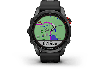 GARMIN Fenix 7S Solar Smartwatch Edelstahl Silikon, 108-182 mm, Schwarz/Schiefergrau