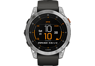 GARMIN Epix Smartwatch Edelstahl Silikon, 127-210 mm, Schiefergrau/Silber