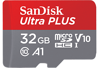 Tarjeta Micro SDHC - SanDisk Ultra PLUS, Elite, 32 GB, 130 MB/s, UHS-I, V10, A1, C10, Adaptador SD, Multicolor