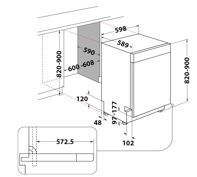 (A), X PRIVILEG (unterbaufähig, D) breit, mm F RUO A 43 3T133 598 Geschirrspüler dB